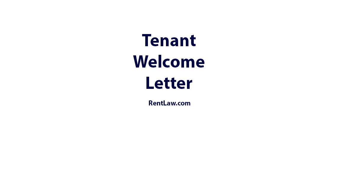 Tenant Welcome LEtter